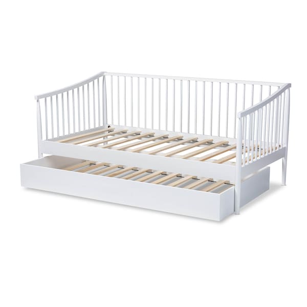 Baxton Studio Renata White Finished Wood Twin Size Spindle Daybed with Trundle - 158-9645-9659