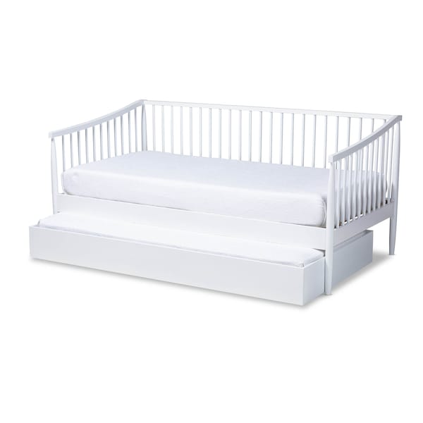 Baxton Studio Renata White Finished Wood Twin Size Spindle Daybed with Trundle - 158-9645-9659