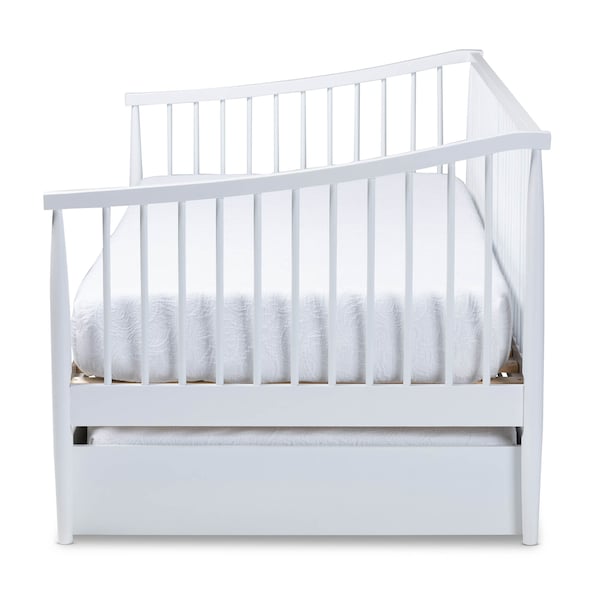 Baxton Studio Renata White Finished Wood Twin Size Spindle Daybed with Trundle - 158-9645-9659