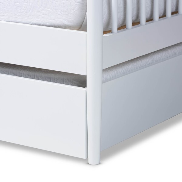 Baxton Studio Renata White Finished Wood Twin Size Spindle Daybed with Trundle - 158-9645-9659