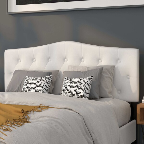 Flash Furniture Cambridge Headboard, Queen, White Fabric - HG-HB1708-Q-W-GG