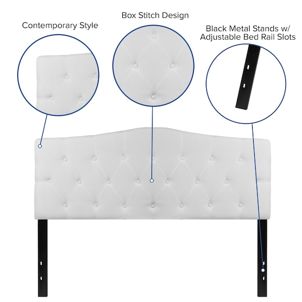 Flash Furniture Cambridge Headboard, Queen, White Fabric - HG-HB1708-Q-W-GG