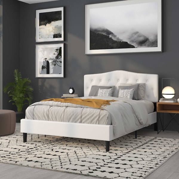 Flash Furniture Cambridge Headboard, Queen, White Fabric - HG-HB1708-Q-W-GG