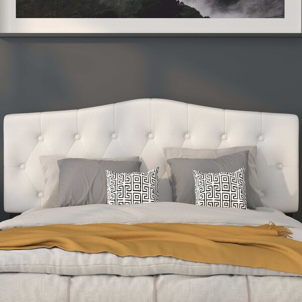 Flash Furniture Cambridge Headboard, Queen, White Fabric - HG-HB1708-Q-W-GG