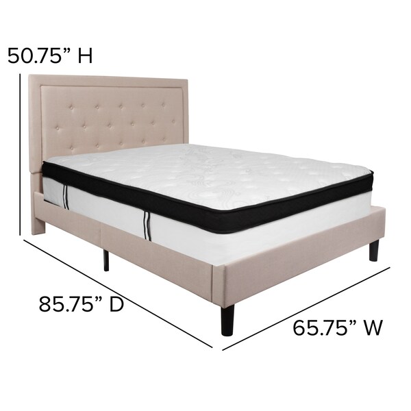 Flash Furniture Queen Platform Bed Set, Beige - SL-BMF-19-GG