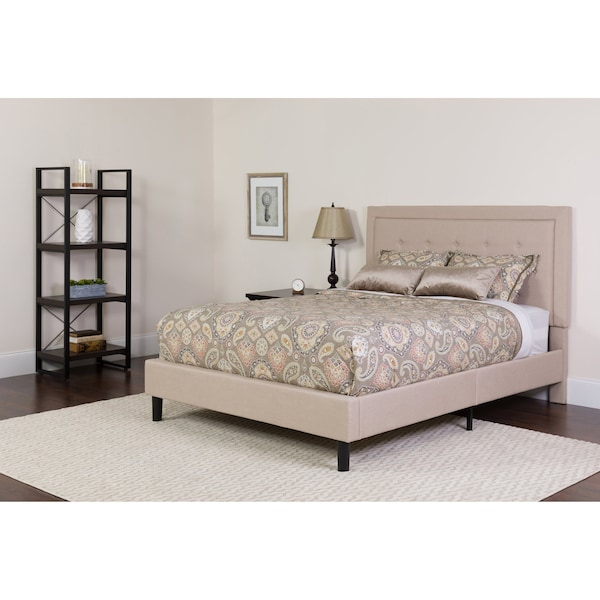 Flash Furniture Queen Platform Bed Set, Beige - SL-BMF-19-GG