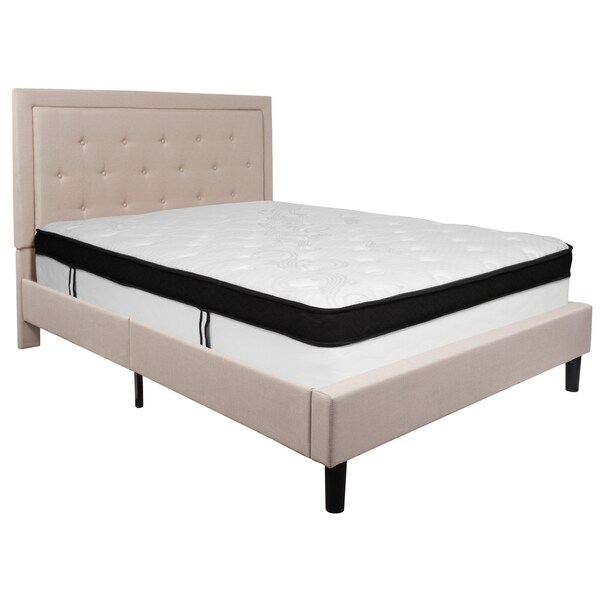Flash Furniture Queen Platform Bed Set, Beige - SL-BMF-19-GG