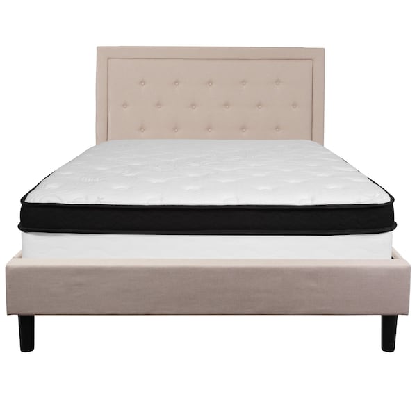 Flash Furniture Queen Platform Bed Set, Beige - SL-BMF-19-GG