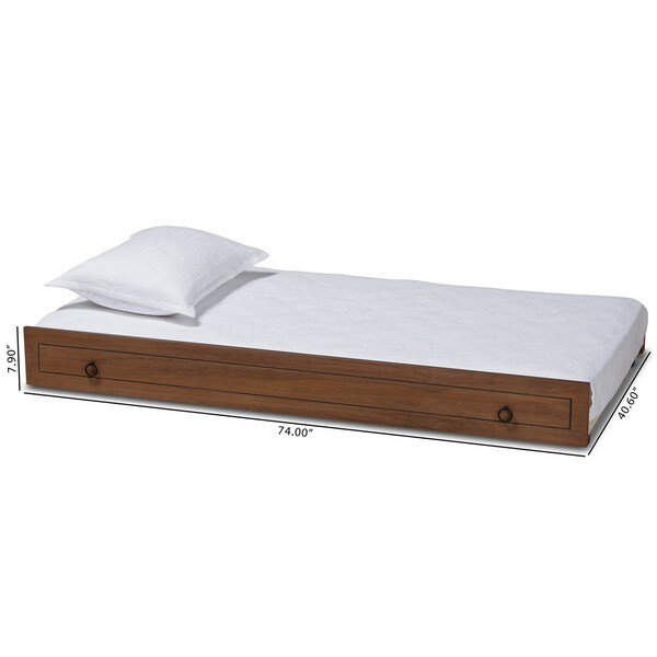 Baxton Studio Alya Traditional Farmhouse Walnut Wood Twin Size Trundle - 168-10833