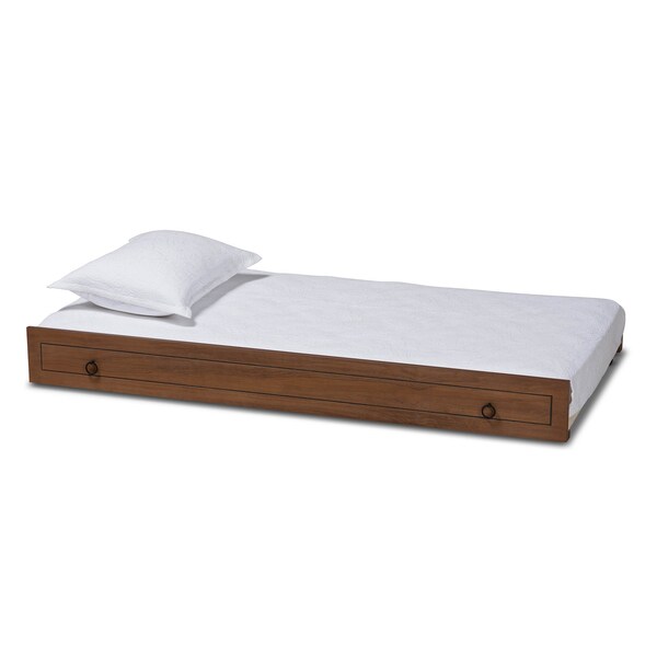Baxton Studio Alya Traditional Farmhouse Walnut Wood Twin Size Trundle - 168-10833