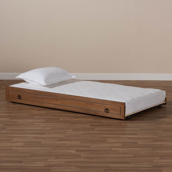Baxton Studio Alya Traditional Farmhouse Walnut Wood Twin Size Trundle - 168-10833