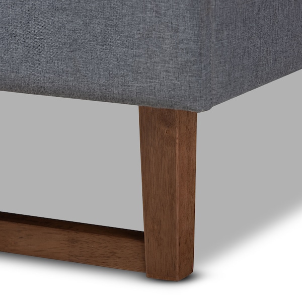 Baxton Studio Liliya Dark Grey Upholstered Walnut Finished Full Size Platform Bed - 156-9413