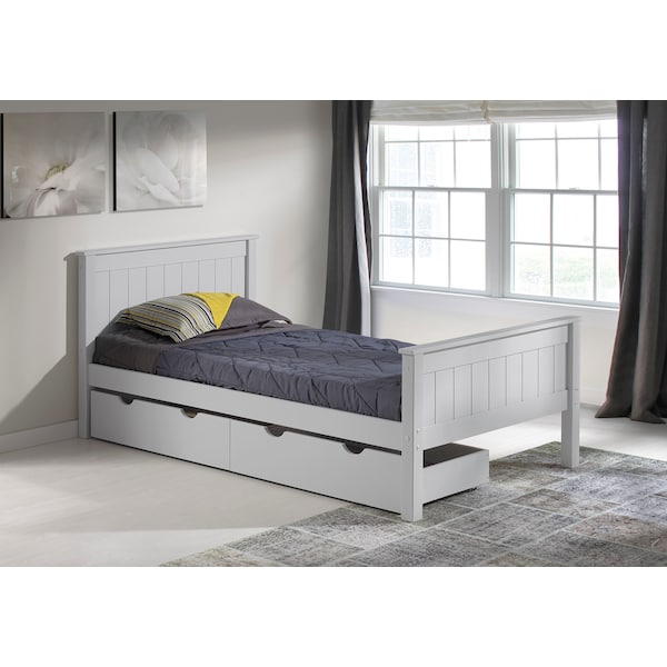 Alaterre Furniture Harmony Twin Wood Platform Bed with Storage Drawers, Dove Gray - AJHO1080S