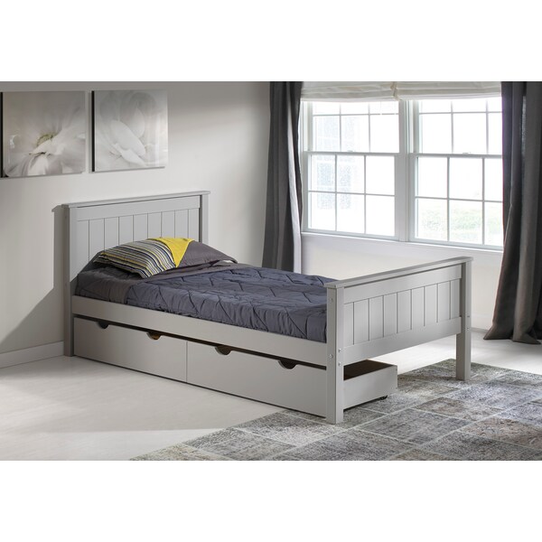 Alaterre Furniture Harmony Twin Wood Platform Bed with Storage Drawers, Dove Gray - AJHO1080S