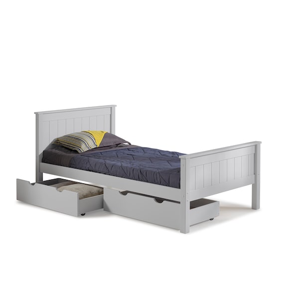 Alaterre Furniture Harmony Twin Wood Platform Bed with Storage Drawers, Dove Gray - AJHO1080S