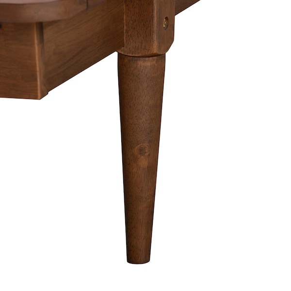 Baxton Studio Flint Mid-Century Modern Ash Walnut Finished Wood Queen Size Platform Bed - 236-12782-ZORO