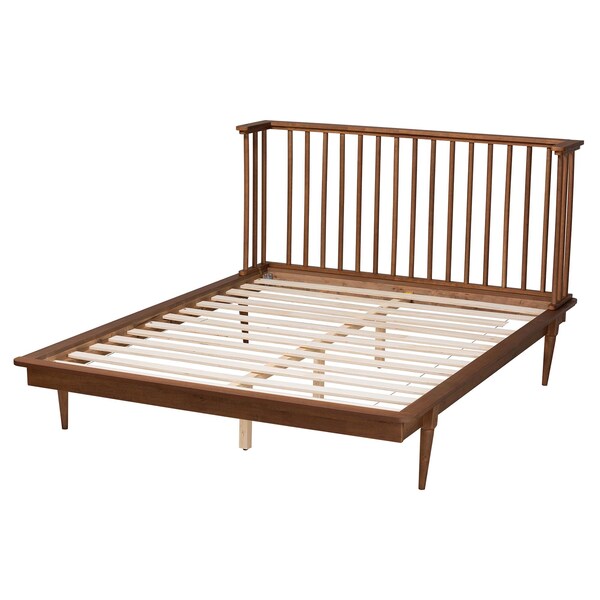 Baxton Studio Flint Mid-Century Modern Ash Walnut Finished Wood King Size Platform Bed - 236-12783-ZORO
