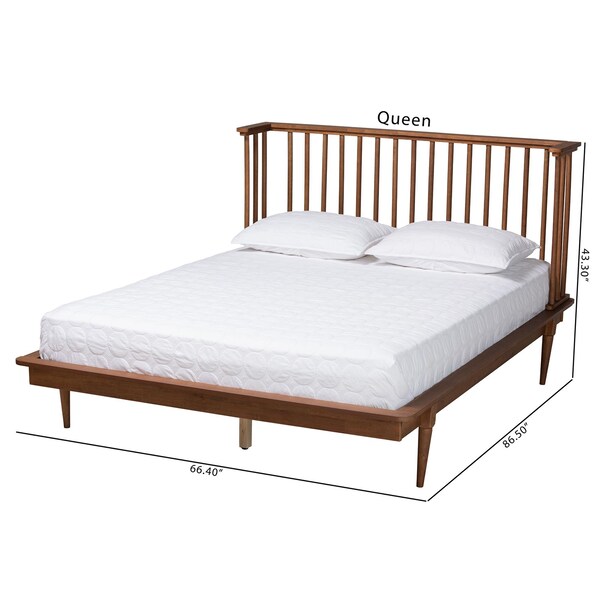 Baxton Studio Flint Mid-Century Modern Ash Walnut Finished Wood King Size Platform Bed - 236-12783-ZORO