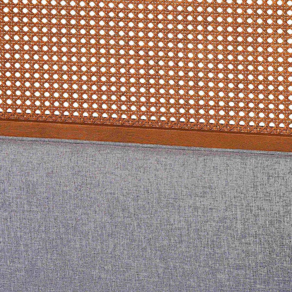 Baxton Studio Irina Mid-Century Modern Grey Fabric and Ash Walnut Finished Wood King Size Platform Bed - 235-12776-ZORO