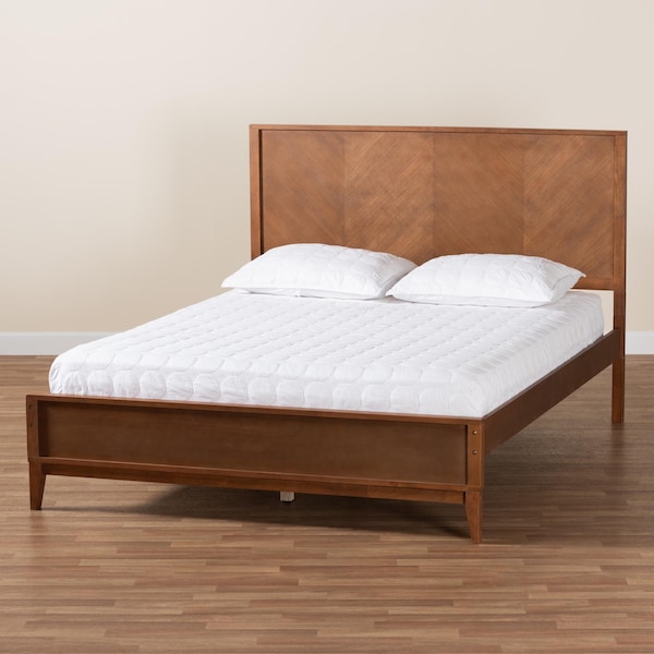 Baxton Studio Carver Classic Transitional Ash Walnut Finished Wood Queen Size Platform Bed - 236-12771-ZORO