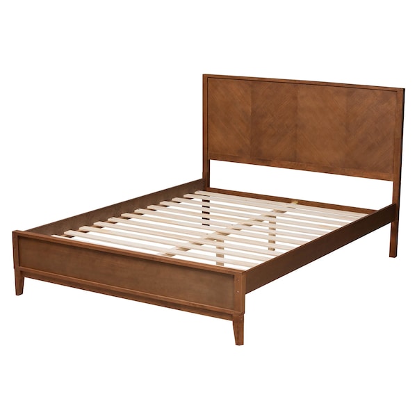 Baxton Studio Carver Classic Transitional Ash Walnut Finished Wood Queen Size Platform Bed - 236-12771-ZORO
