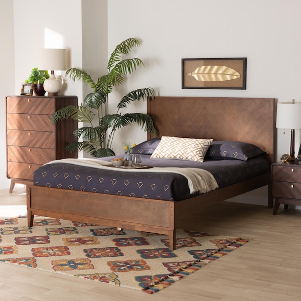 Baxton Studio Carver Classic Transitional Ash Walnut Finished Wood Queen Size Platform Bed - 236-12771-ZORO