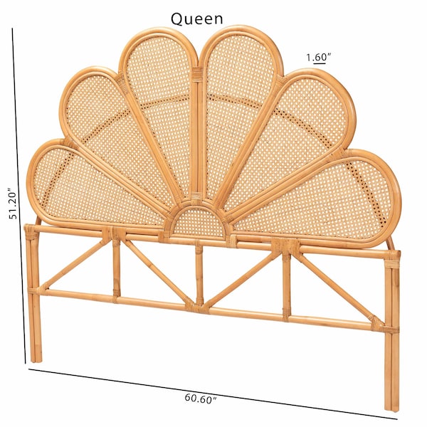 Bali & Pari Flower Modern Bohemian Honey Rattan King Size Standalone Headboard - 243-13583-ZORO