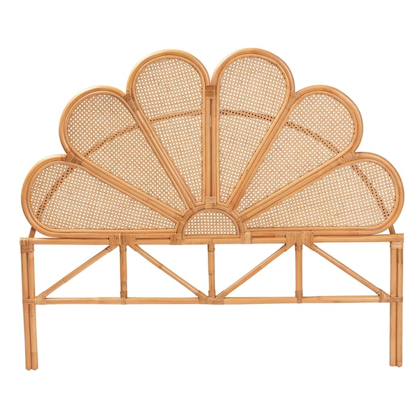 Bali & Pari Flower Modern Bohemian Honey Rattan King Size Standalone Headboard - 243-13583-ZORO