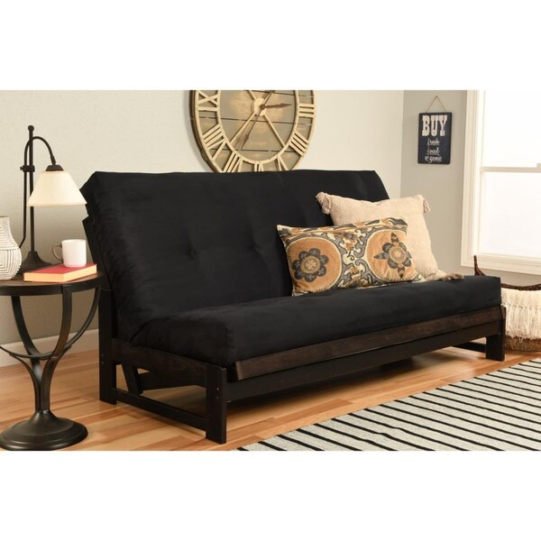 Kodiak Aspen Reclaim Mocha Futon Frame with Suede Black Mattress - Full Size - KFAPRMSBLKLF4MD2