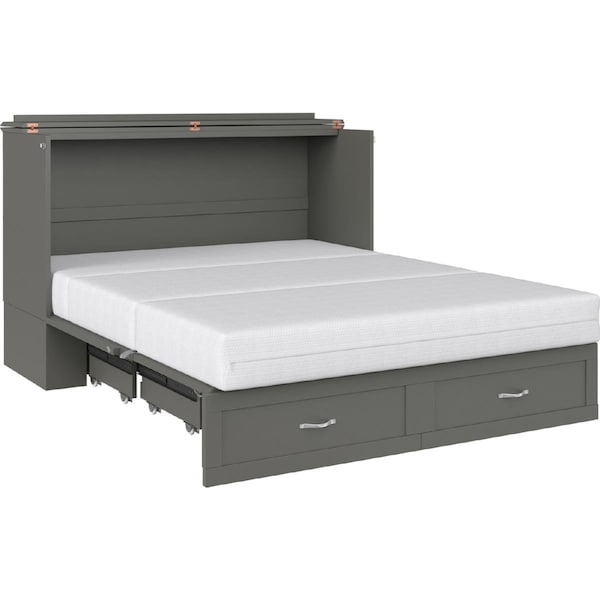 Atlantic Furniture Hamilton Murphy Bed Chest with Charging Station, Queen - Grey - AC624149