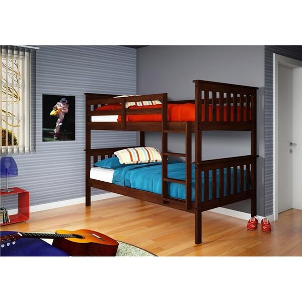 Pivot Direct Pivot Direct PD-120-3CP-TT Donco Kids Mission Bunkbed with Slat-Kits Mattress Ready - Twin - Twin-Color- Cappucino - PD_120_3CP_TT
