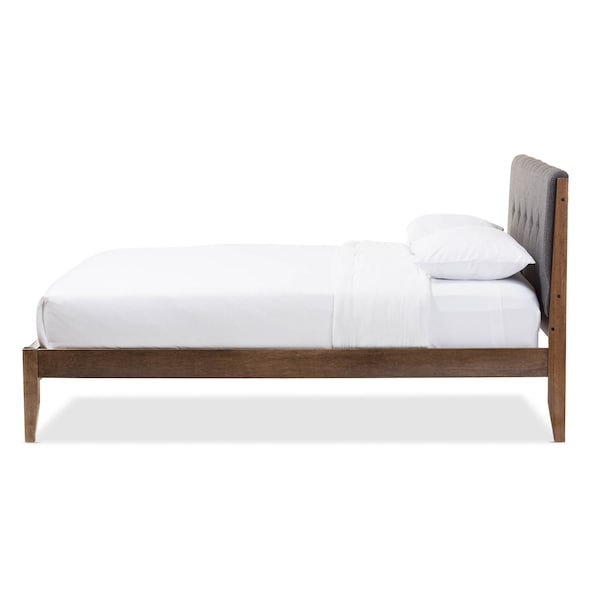 Baxton Studio Leyton Mid-Century Grey Upholstered King Size Platform Bed - 126-6907