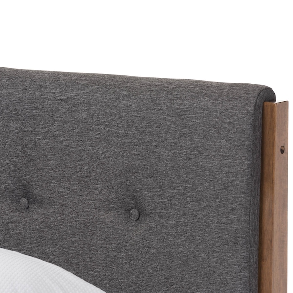 Baxton Studio Leyton Mid-Century Grey Upholstered King Size Platform Bed - 126-6907