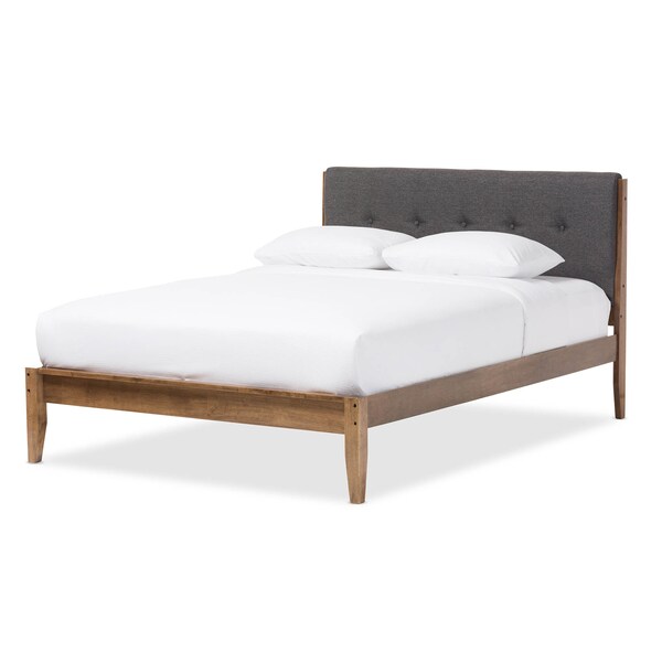 Baxton Studio Leyton Mid-Century Grey Upholstered King Size Platform Bed - 126-6907