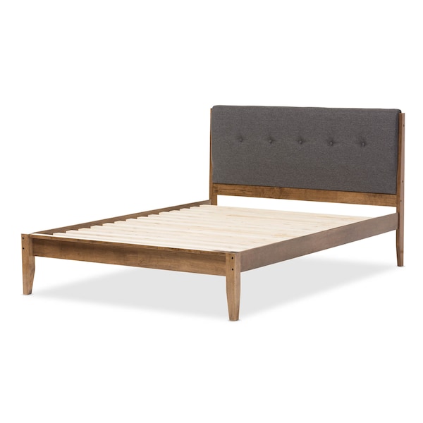 Baxton Studio Leyton Mid-Century Grey Upholstered King Size Platform Bed - 126-6907