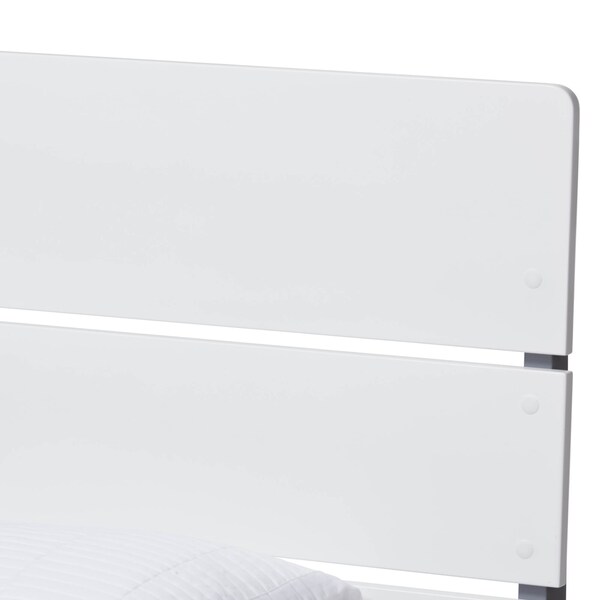 Baxton Studio Nereida Modern White and Dark Grey-Finished Wood Twin Platform Bed - 143-7869