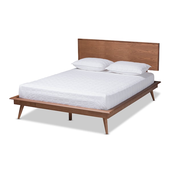 Baxton Studio Karine Mid-Century Walnut Brown Finished Wood Full Size Platform Bed - 156-9800-9801