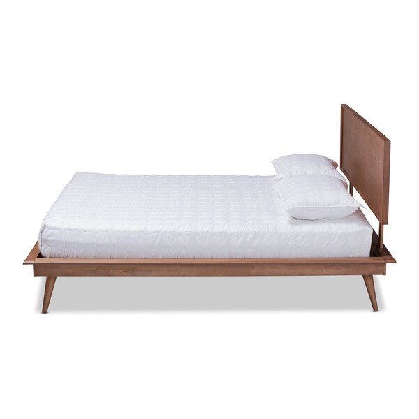Baxton Studio Karine Mid-Century Walnut Brown Finished Wood Full Size Platform Bed - 156-9800-9801