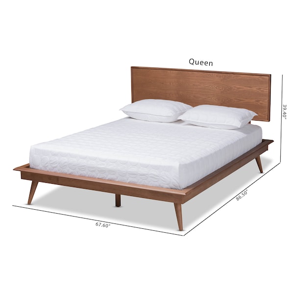 Baxton Studio Karine Mid-Century Walnut Brown Finished Wood Full Size Platform Bed - 156-9800-9801