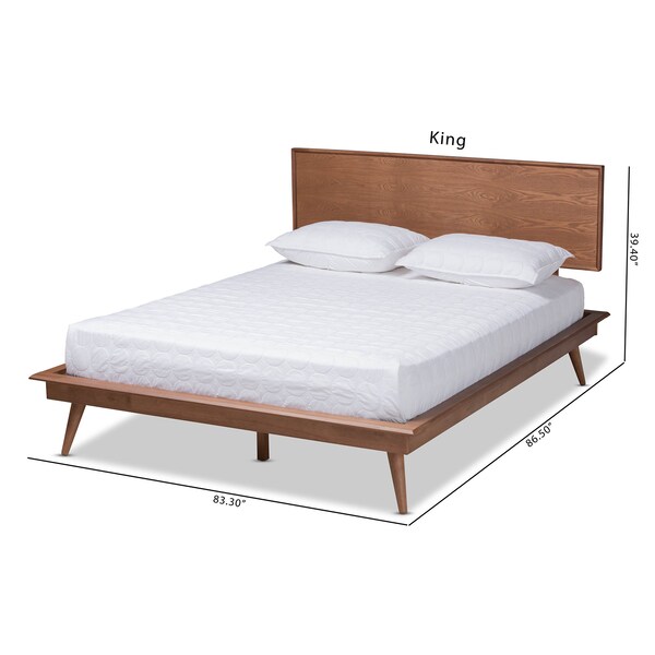 Baxton Studio Karine Mid-Century Walnut Brown Finished Wood Full Size Platform Bed - 156-9800-9801