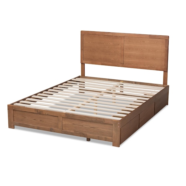 Baxton Studio Aras Modern Ash Walnut Brown Finished Wood Full Size 3-Drawer Storage Bed - 175-9419-9620-ZORO