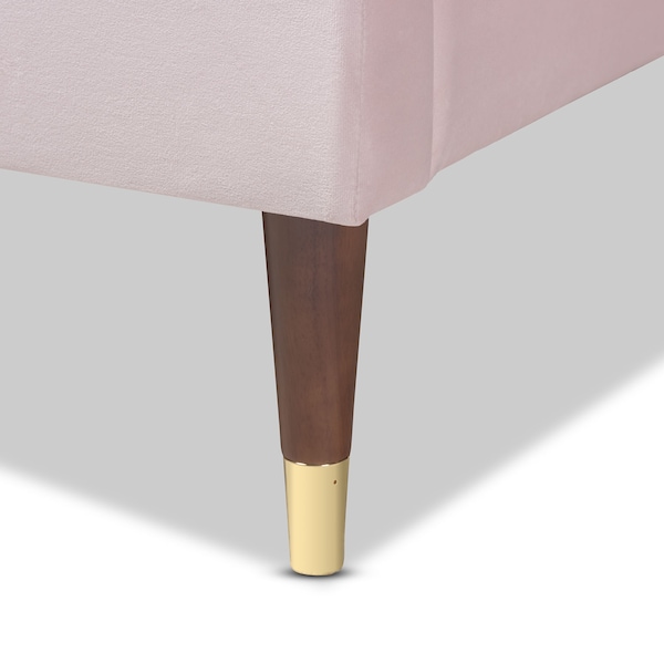 Baxton Studio Volden Pink Velvet Upholstered Full Size Wood Platform Bed Frame - 155-9468