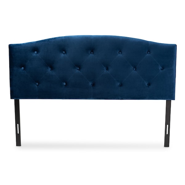 Baxton Studio Leone ModernNavy Blue Velvet Upholstered Headboard-King - 198-12421-ZORO