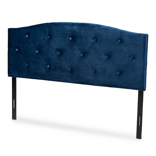 Baxton Studio Leone ModernNavy Blue Velvet Upholstered Headboard-King - 198-12421-ZORO