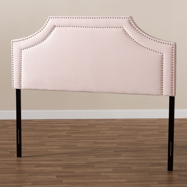 Baxton Studio Avignon Light Pink Velvet Upholstered Queen Size Headboard - 155-9326