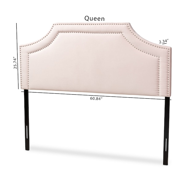 Baxton Studio Avignon Light Pink Velvet Upholstered Queen Size Headboard - 155-9326