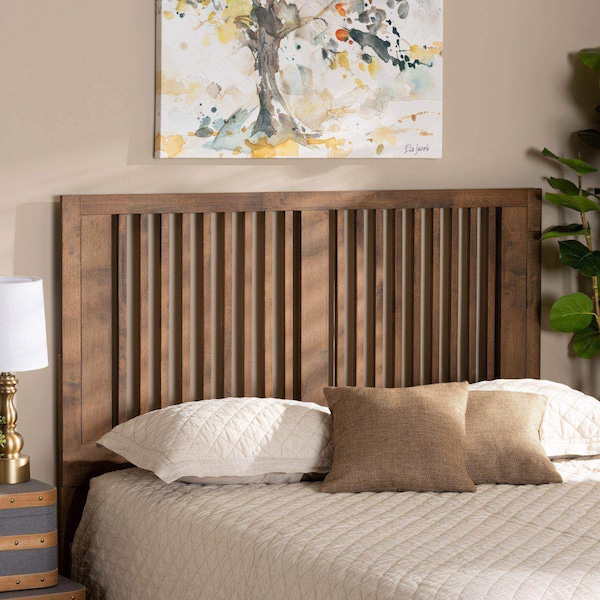 Baxton Studio Harena Modern and Contemporary Transitional Ash Walnut Finished Wood Full Size Headboard - 179-11151-ZORO