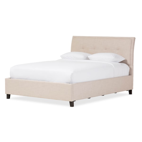 Baxton Studio Lea Modern Beige Mix-Linen Queen Size Storage Platform Bed - 125-7019