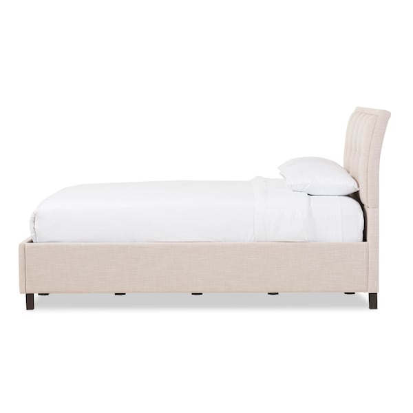 Baxton Studio Lea Modern Beige Mix-Linen Queen Size Storage Platform Bed - 125-7019