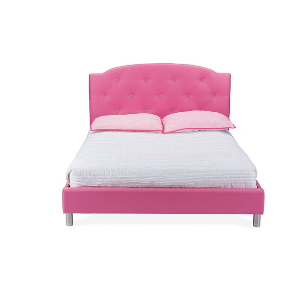 Baxton Studio Canterbury Pink Leather Contemporary Full-Size Bed - 113-6046
